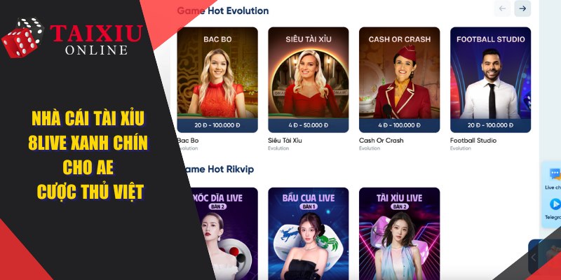 nha cai tai xiu 8LIVE 1458 8LIVE - Nhà Cái Tài Xỉu Xanh Chín Cho Anh Em Cược Thủ Việt